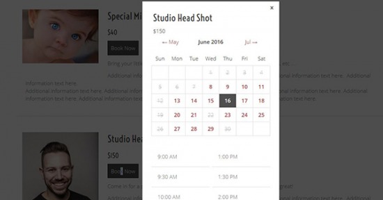Photography Booking Calendar